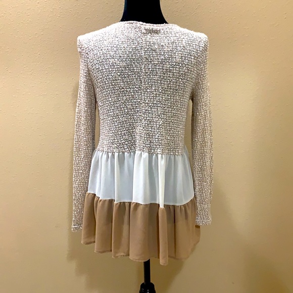 ENTRO color block sweater tunic tan/cream. Size Small - Picture 3 of 6